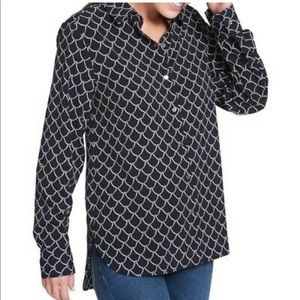 Tommy Hilfiger Womens Printed Button-Down Top